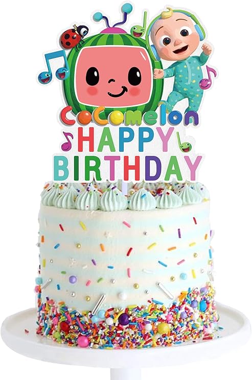 Amazon Co Jp Greatpartygift ココメロン バースデーケーキトッパー 男の子と女の子 キッズパーティーデコレーション用品 グリッターペーパー ホーム キッチン
