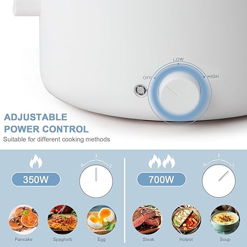 Miniatura 4 de Vaporizador eléctrico para cocinar, olla antiadherente de esmalte de cerámica de 2 litros, cocina eléctrica multifuncional de doble potencia,