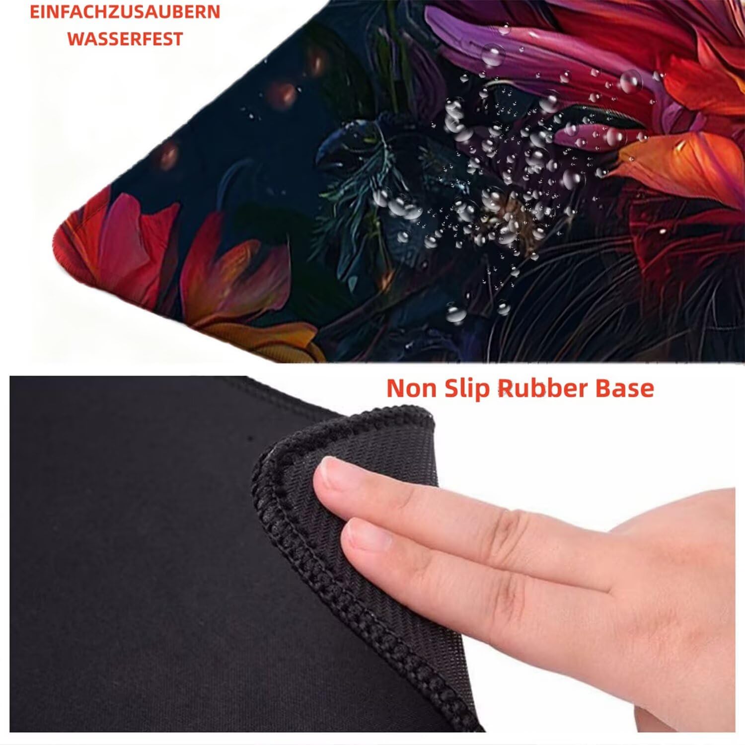 Podkładka pod mysz damska XXL papuga 1500 x 800 x 3 mm duża podkładka pod mysz szyte krawędzie wodoodporna antypoślizgowa duże rozszerzone akcesoria biurowe do PC, komputer poprawia dokładność i