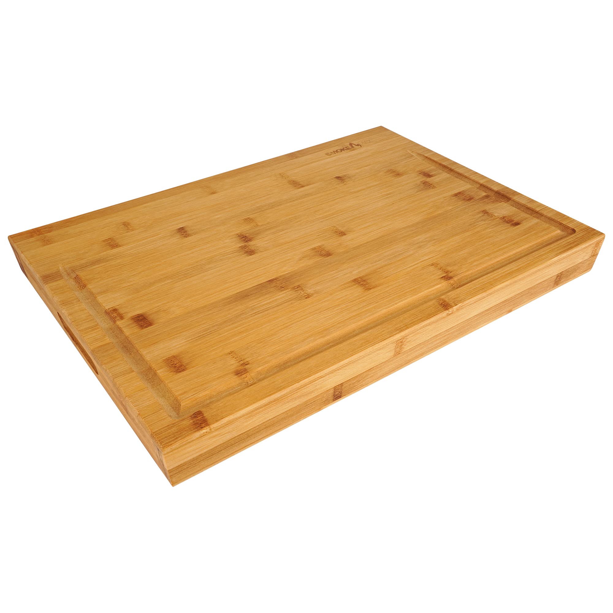 SmokeMax 2-1 grand bloc en bois massif avec planche à découper et plateau de service en bambou naturel (env. 50 x 35 x 5 cm)