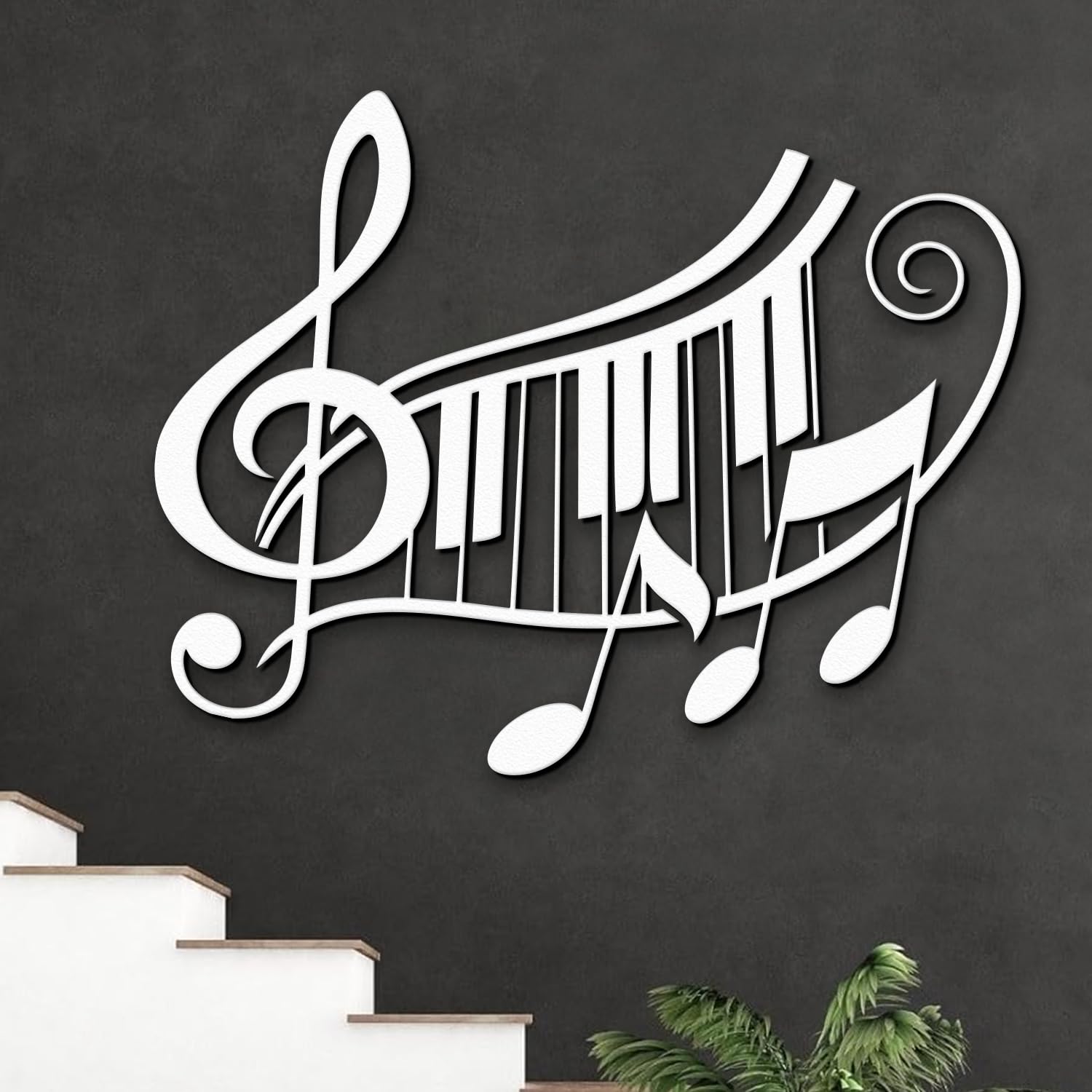 Notes de musique en métal décoration murale moderne salon blanc
