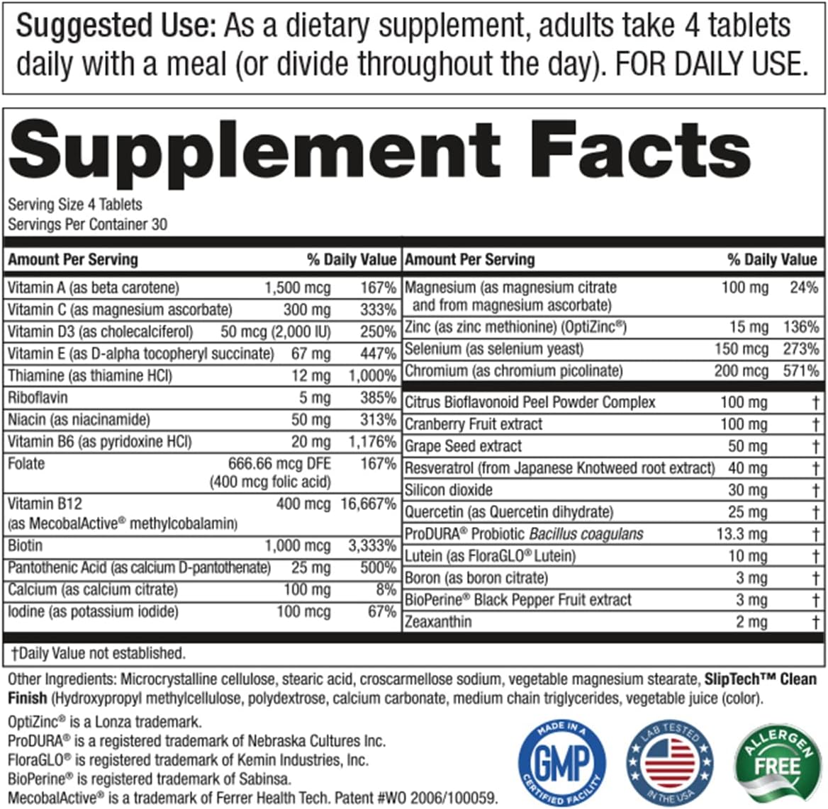 Purity Products Women’s Perfect Multi Balanced Multivitamin - Supports Urinary Tract Health, Immune, Bone + Muscle, Hair, Skin, Nails, an Elite Probiotic for Digestive Health + More - 120 Tablets