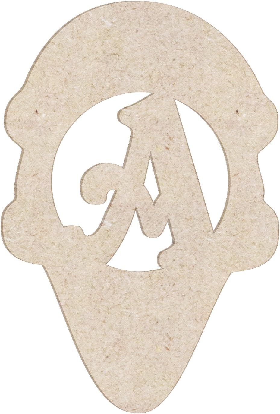 14" Ice Cream Cone Unfinished Wood Initial Monogram Letter A (Sizes 12"-30")