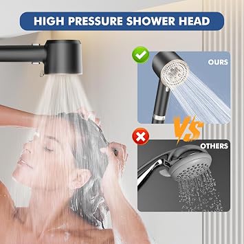 Filtered Shower Head with Handheld,High Pressure Shower Heads 3 Spray Modes Turbo with ON/OFF Switch,Water Filter Shower Head with Stainless Hose for Hard Water RV Home Camper Travel Trailer