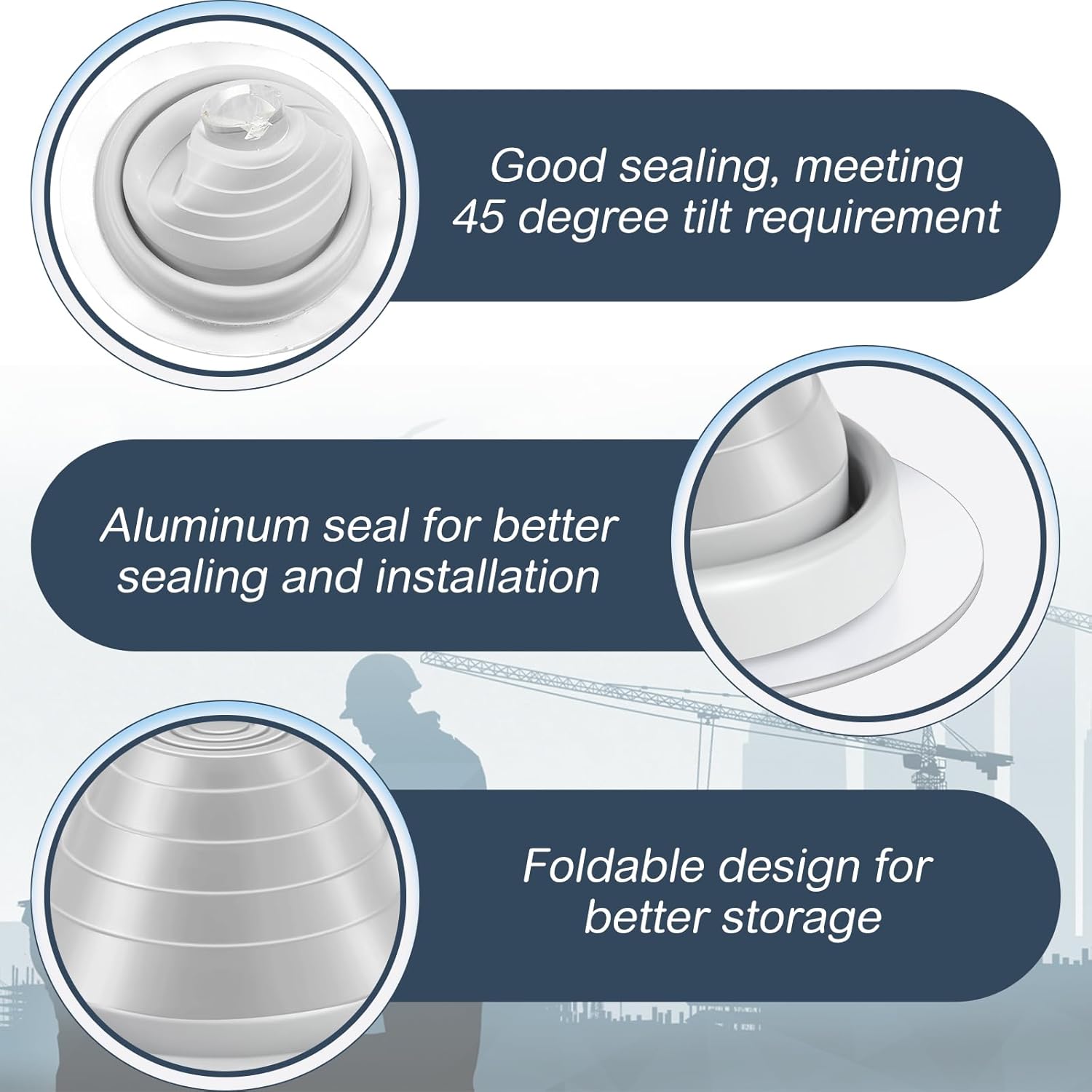 4 Pcs #3 Pipe Flashing Boot for Pipe Od 1/4 to 5 Epdm Flexible Roof Jack Metal Roofing Boots, 7-3/4 Inch Base Diameter (Grey)