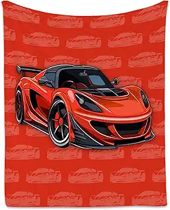 Racing Car Blanket, Cozy Soft Throw Gifts for Kids, Cute Red Flannel Throw Blankets for Couch Office, 30x40 Inches
