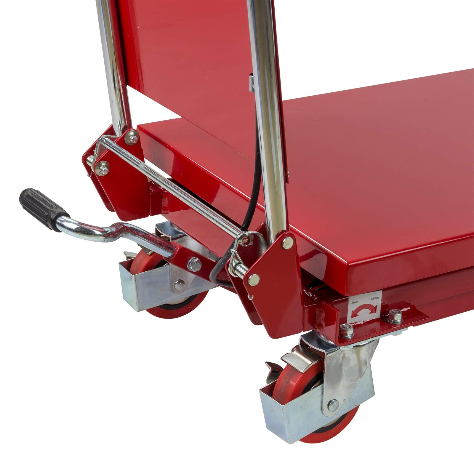 DEMA Hydraulischer Hubtischwagen HTW150 – Hubwagen bis 150 kg, stufenlose Hubhöhe 22-72 cm, stabile Stahlkonstruktion, Lenkrollen mit Bremse, Sicherungs-Arretierung – für Werkstatt, Lager, Produktion
