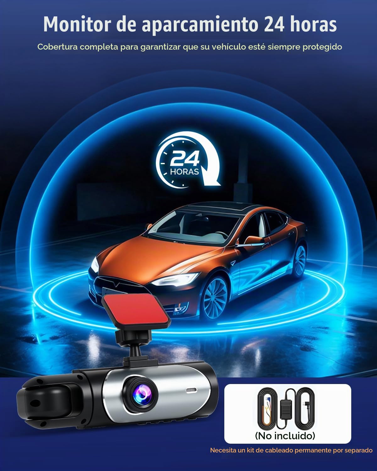 Dashcam Cámara Coche FHD 1080P con WiFi/App Integrada, con Tarjeta SD de 64 GB, Cámara para Salpicadero Delantera e Interior, Grabación en Bucle, Detección de Movimiento y Ajuste de Exposición