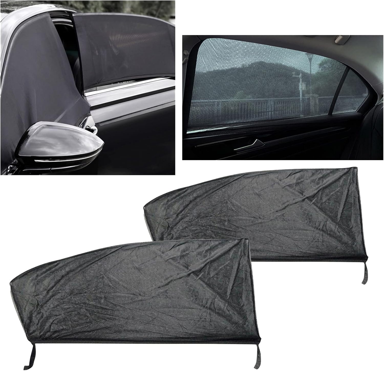 2pcs Universal Car Window Screens, Car Window Shades, Breathable Mesh Side Car