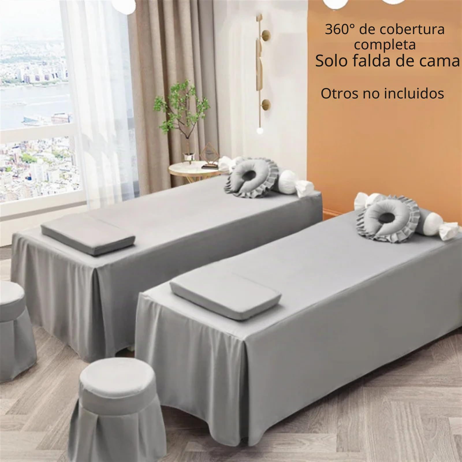 Sábana Camilla Masaje 1 pieza de faldón de cama sólido for salón de belleza, antideslizante, for mesa de masajes, spa, cubrecama, funda de cama agradable for la piel con orificio(Beige,190x80cm)