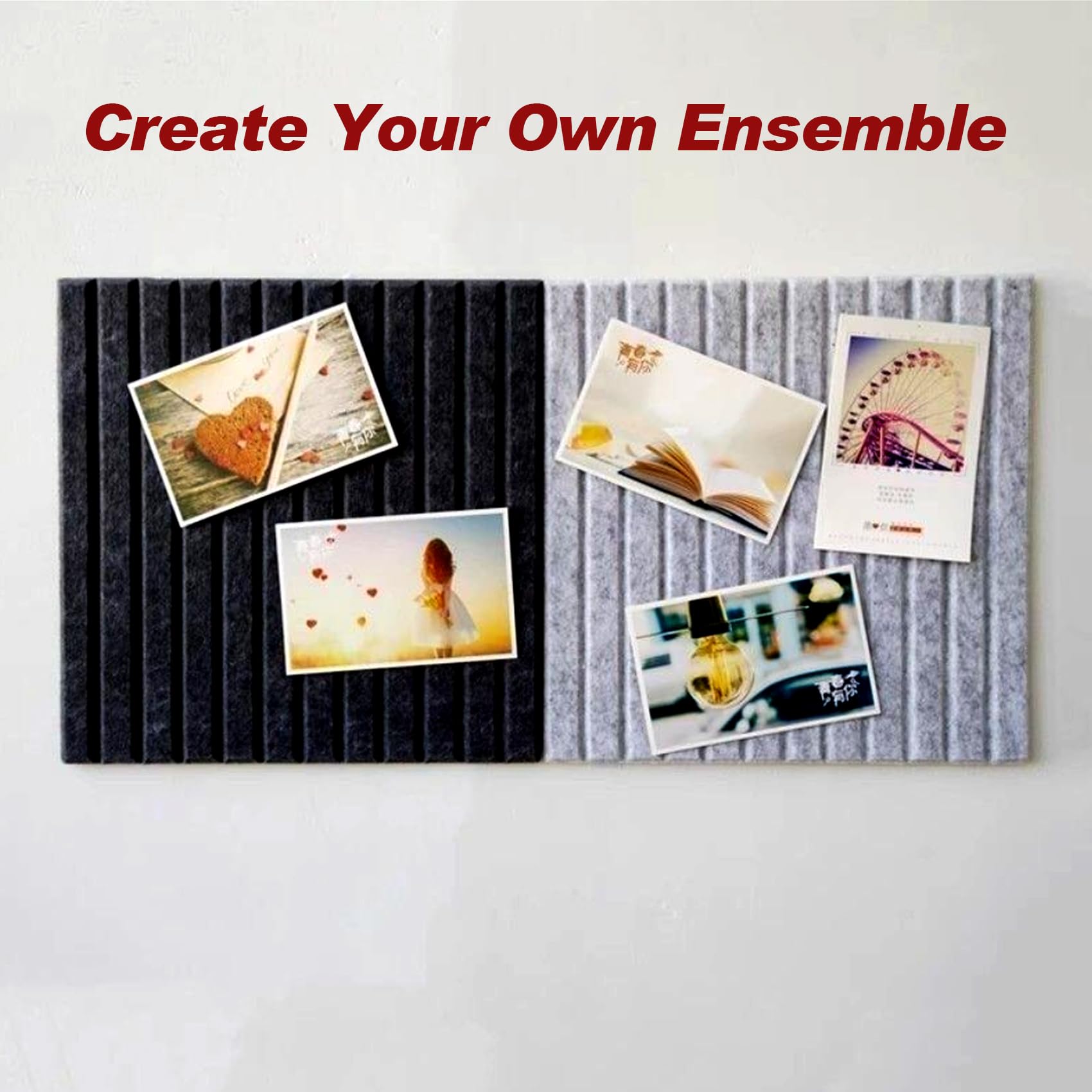 Large Felt Wall Tiles Cork Boards for Office 90x120CM Felt Bulletin Board Photos Boards Pin Board for Walls Home Decor Photos Memos Noise Reduction Boards(Black - Image 4