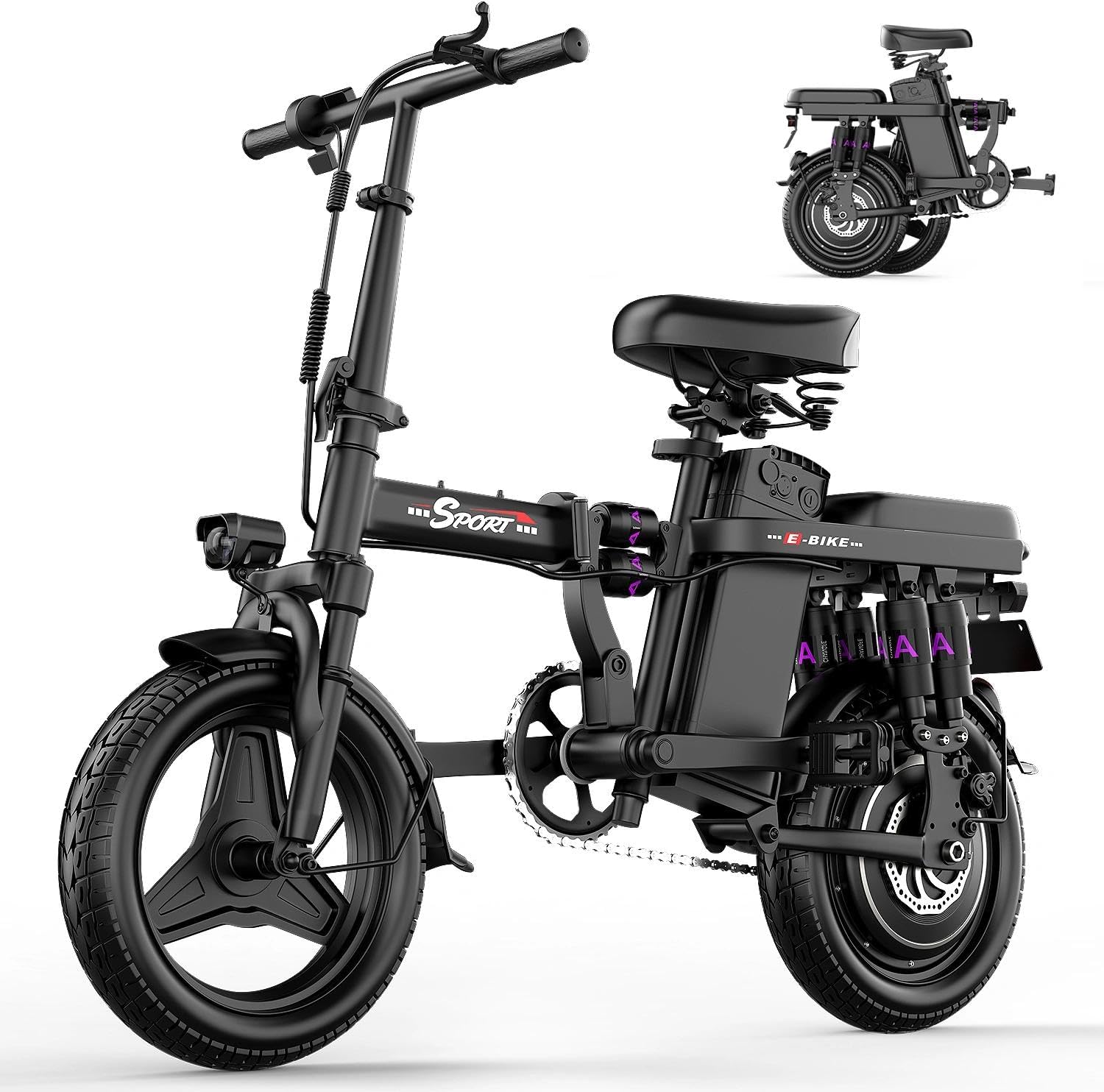 Electric Bike for Adults, 48V 15AH Removable Battery, 25MPH 35Miles Commuting Ebikes for Women Men, 500W Brushless Motor, Lightweight 14'' Tires Folding Electric Bicycles
