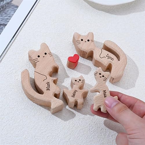 Miniatura 4 de Rompecabezas de madera personalizado con nombres familiares de 2 a 8, rompecabezas de madera de gato, rompecabezas de madera personalizable para