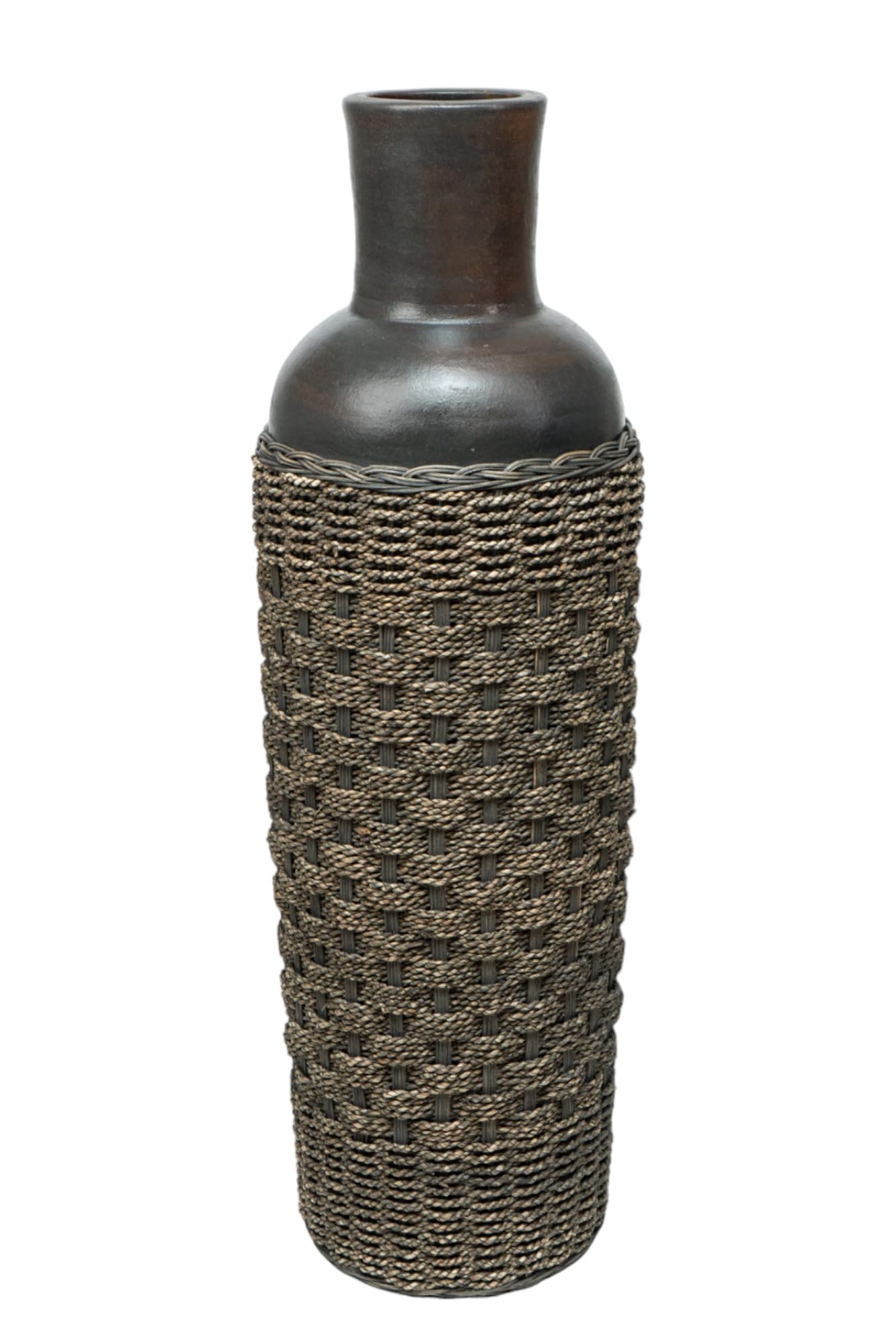 Vase en Terracotta et Rattan Multicolore