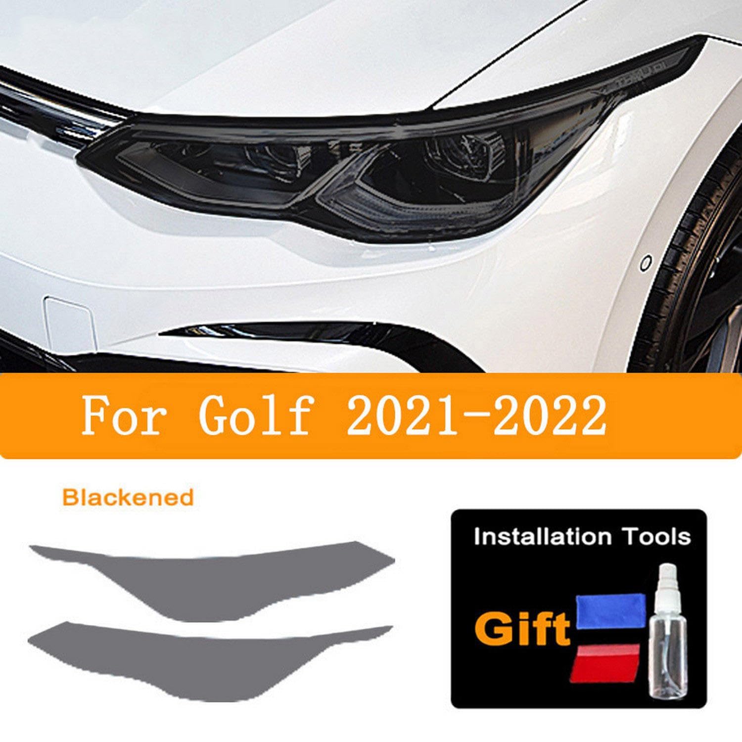 Für VW Golf 7 MK7 2012 2013 2014 2015 2016 2017 2018-2022 Auto Scheinwerfer Schutz Folie TPU Scheinwerfer Film Anti Scratch Auto-Styling Aufkleber,Blackened