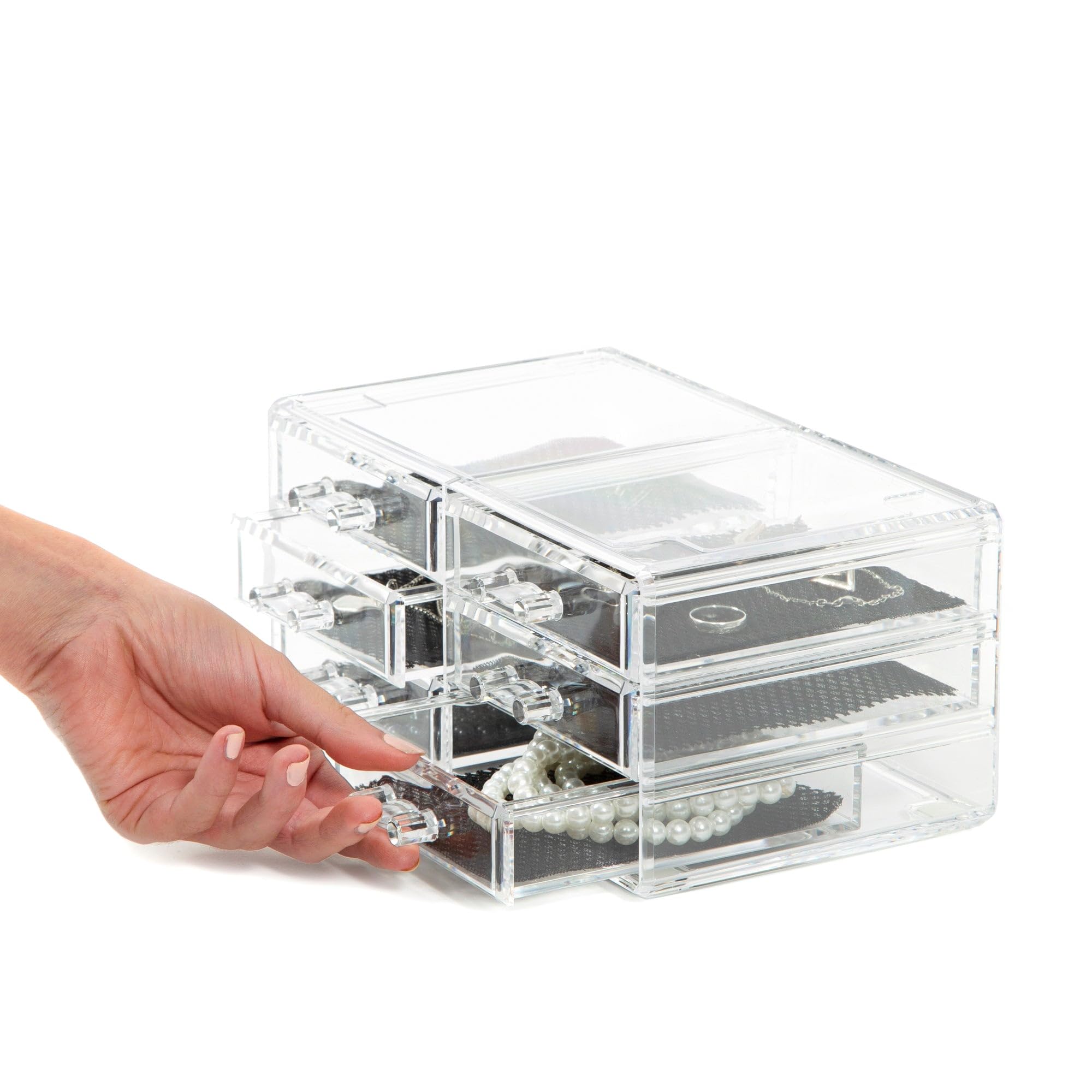 Compactor Bijoux Organizer 6 Cassetti, Polistirene Trasparente, 23.8 x 15 x H. 11 cm, RAN6044
