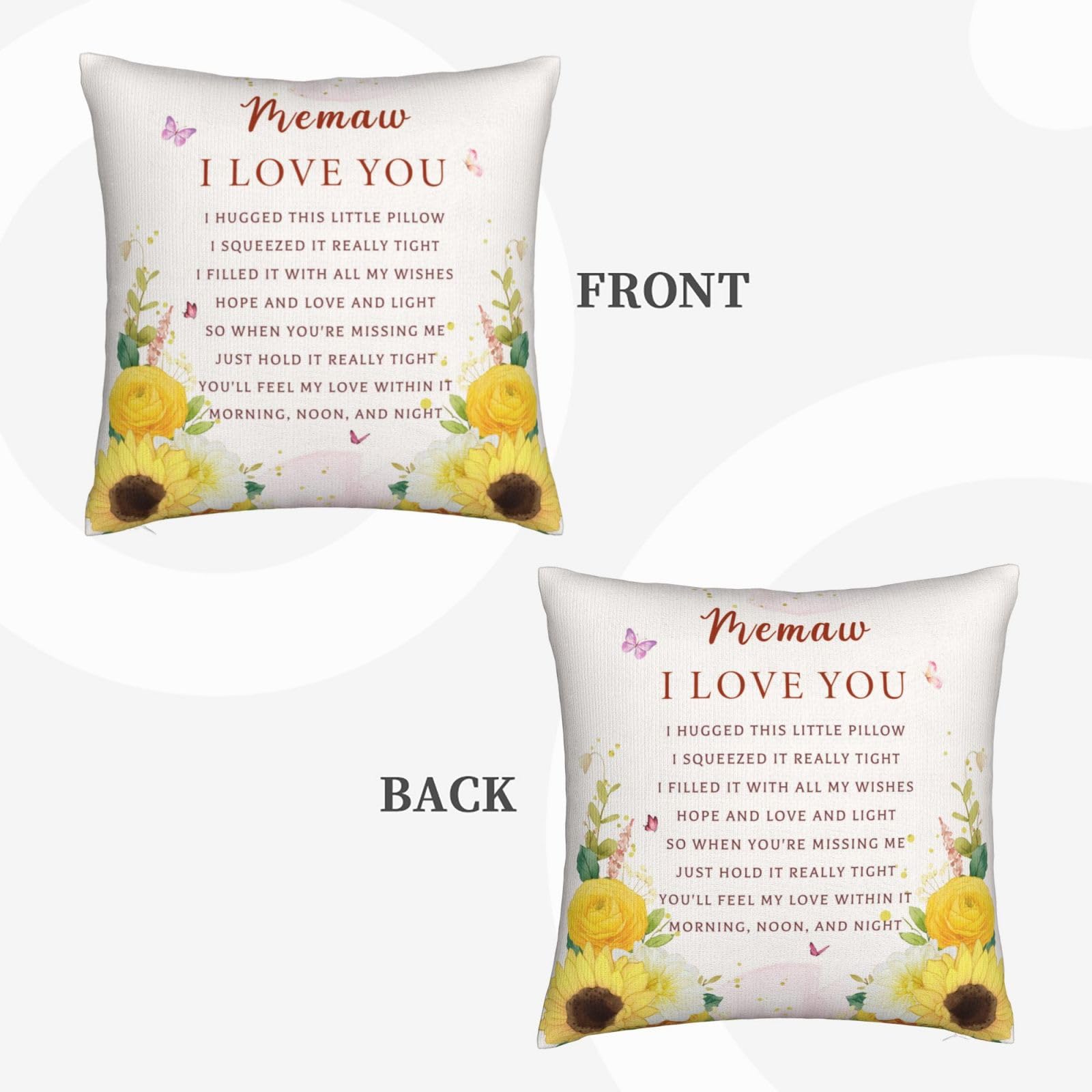 Mothers Day Memaw Gifts - Birthday Gifts for Memaw from Grandchildren - Best Grandma Memaws Ever Gift Throw Pillow Cover 18"X 18"