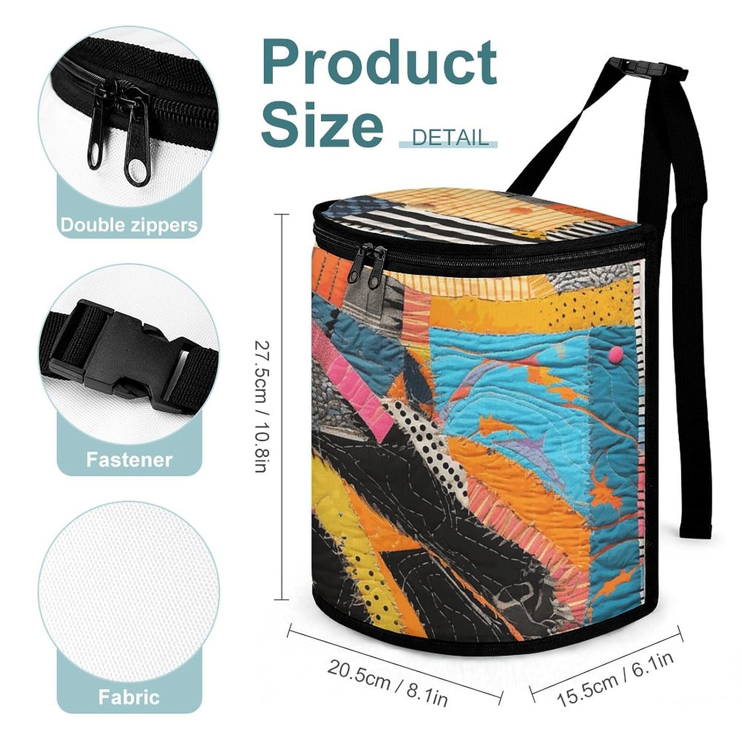 Hanging Car Trash Bag Protable Trash Can A Colorful Quilt Waterproof Garbage Bin for Car