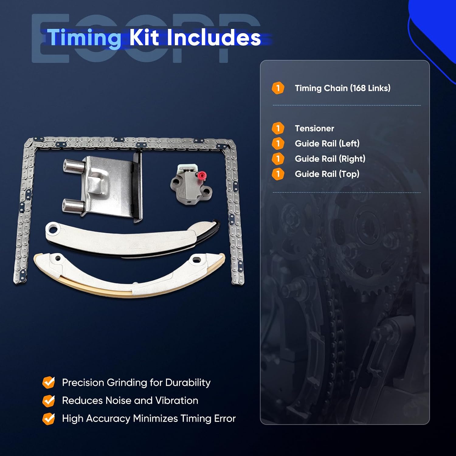 ECCPP Timing Chain Kit Replacement For 2004-2006 for Chevrolet Colorado;2002-2007 for Chevrolet Trailblazer;2002-2007 for GMC Envoy OE# TK10435-1 | Engine Timing chain Set with Tensioner,Guide for Chevrolet for TrailBlazer fit DOHC 4,5,6Cyl 2.8L,2.9L,3.5L,3.7L,4.2L