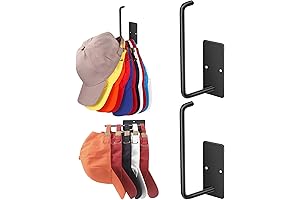 2-Pack Self Adhesive Baseball Cap Hat Hooks for Hats Holds 10+ Wall Closet Door