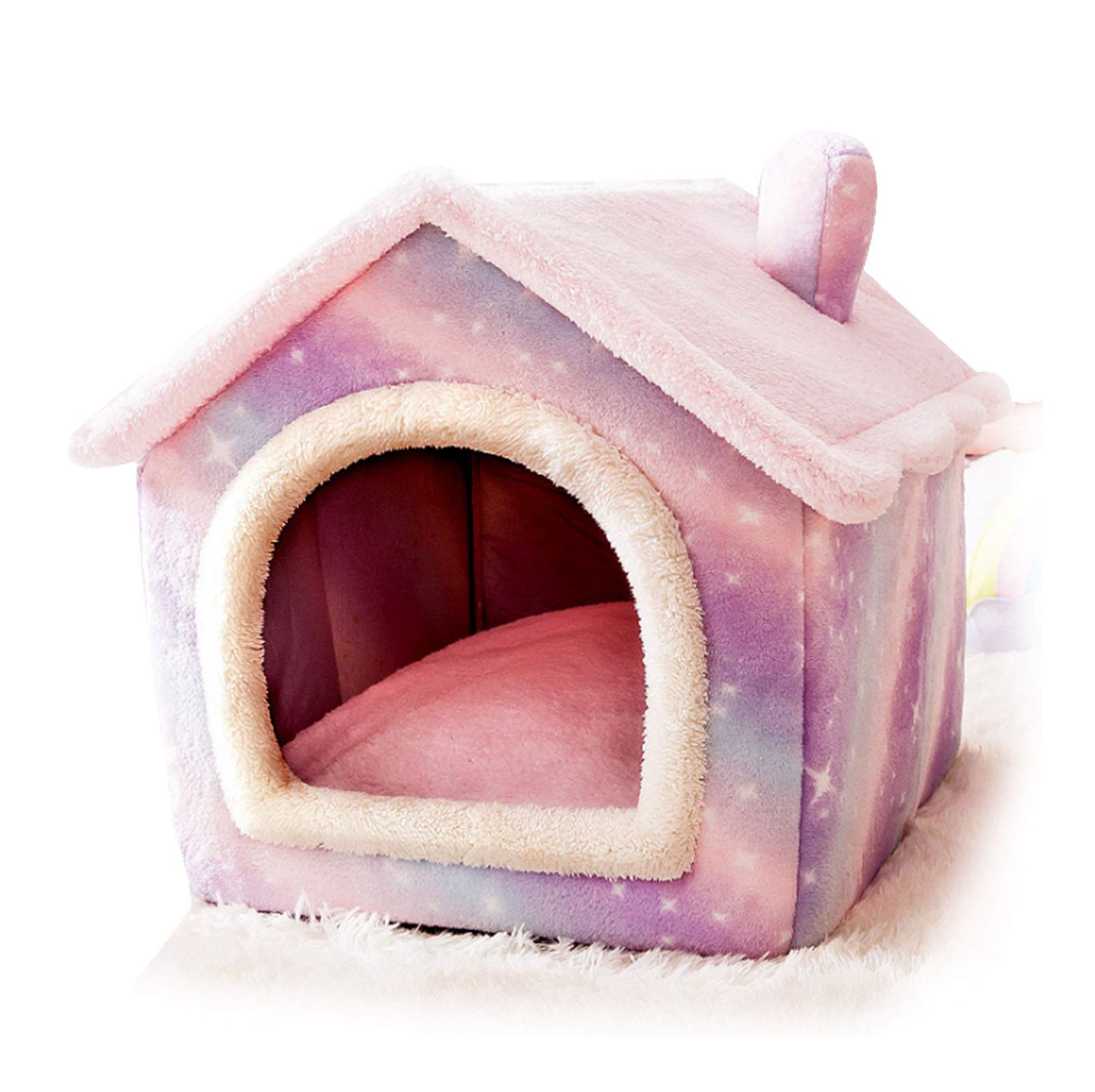 TAME Fluffy Cat Cave Dog Bed Small Pet Nest Soft Warm Puppy Tent with Removable Washable Cushion Cute Pet House for Cat Teddy Chihuahua Yorkies Pug