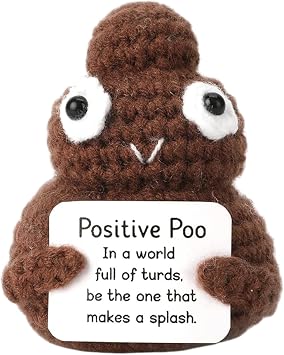 Positive Poo Crochet Figurine, Poop Emoji Gifts for Women, Men
