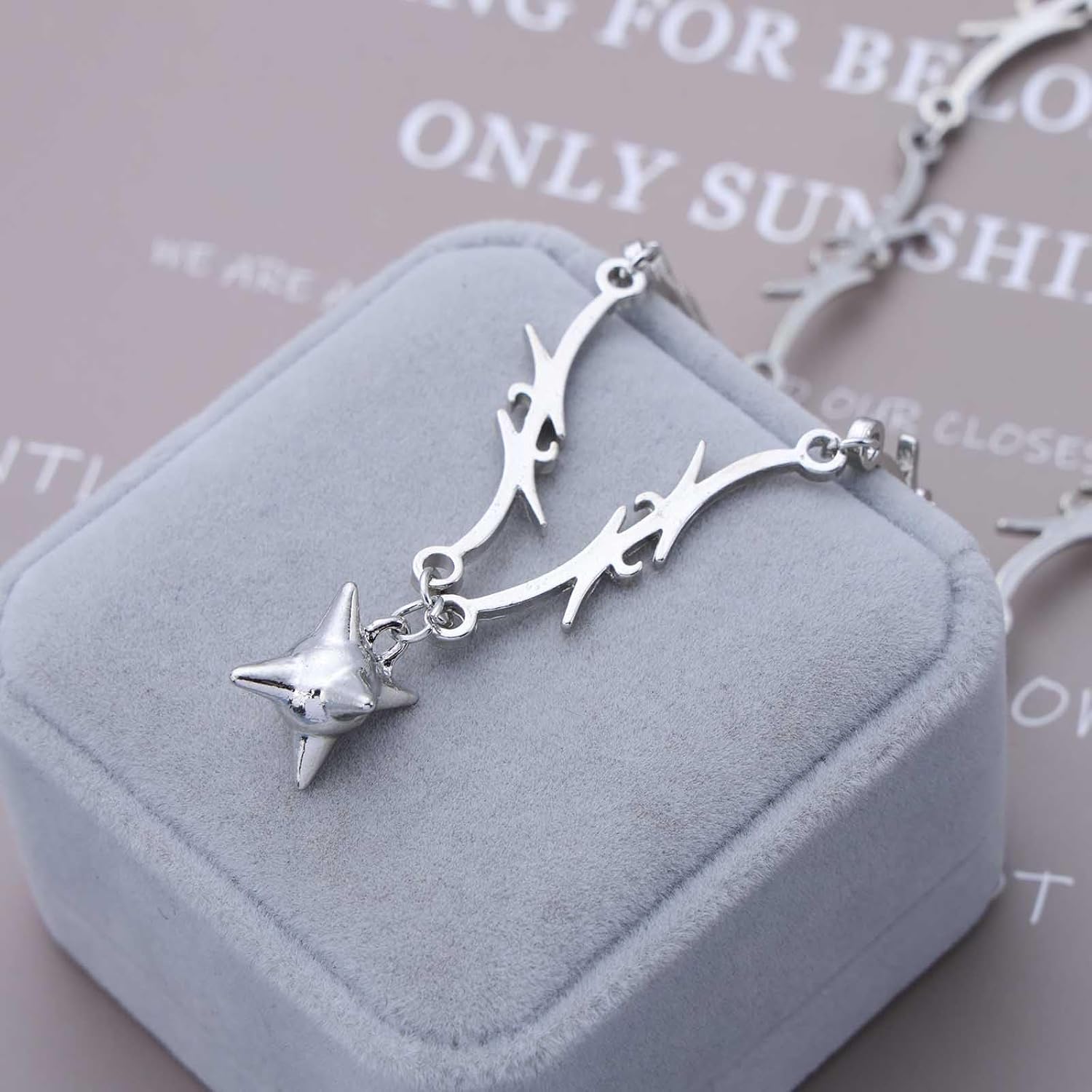 Gothic Spike Ball Necklace Thorn Choker Necklace Silver Morning Star Necklace starburst Pendent Necklace Spiked Star necklace Jewelry for Women - Image 4