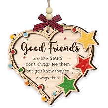 Friends Christmas Ornaments 2026 - Friendship Ornament, Friendship Gifts for Women, Men - Wooden Good Friends are Like Stars Ornament for Bestie, Soulmate, Sister, Coworkers, Neighbors