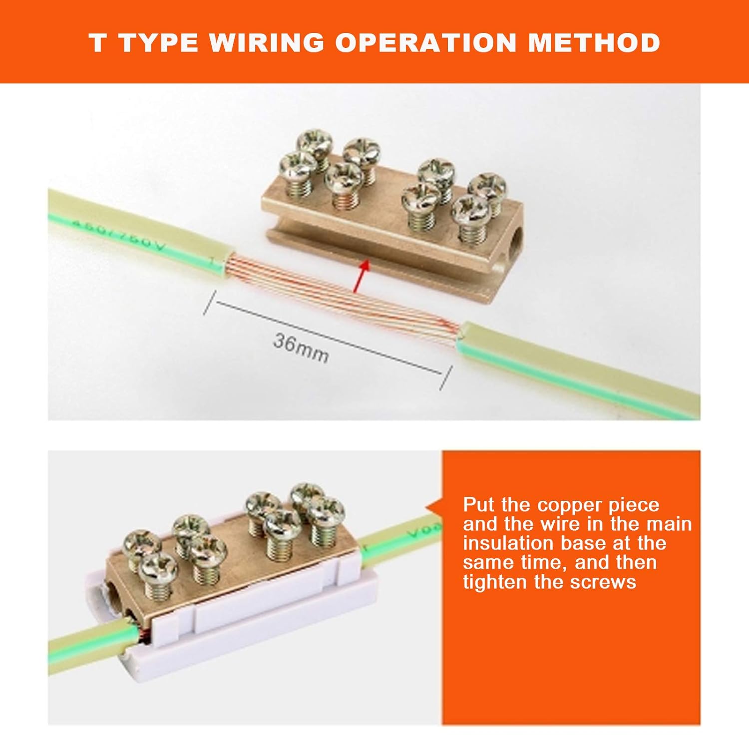 Copper Junction Connector Box for Ceiling Light Wiring, Terminal Distribution Block with 5pcs Splitter Adapter for Switch and Electric Meter Wiring
