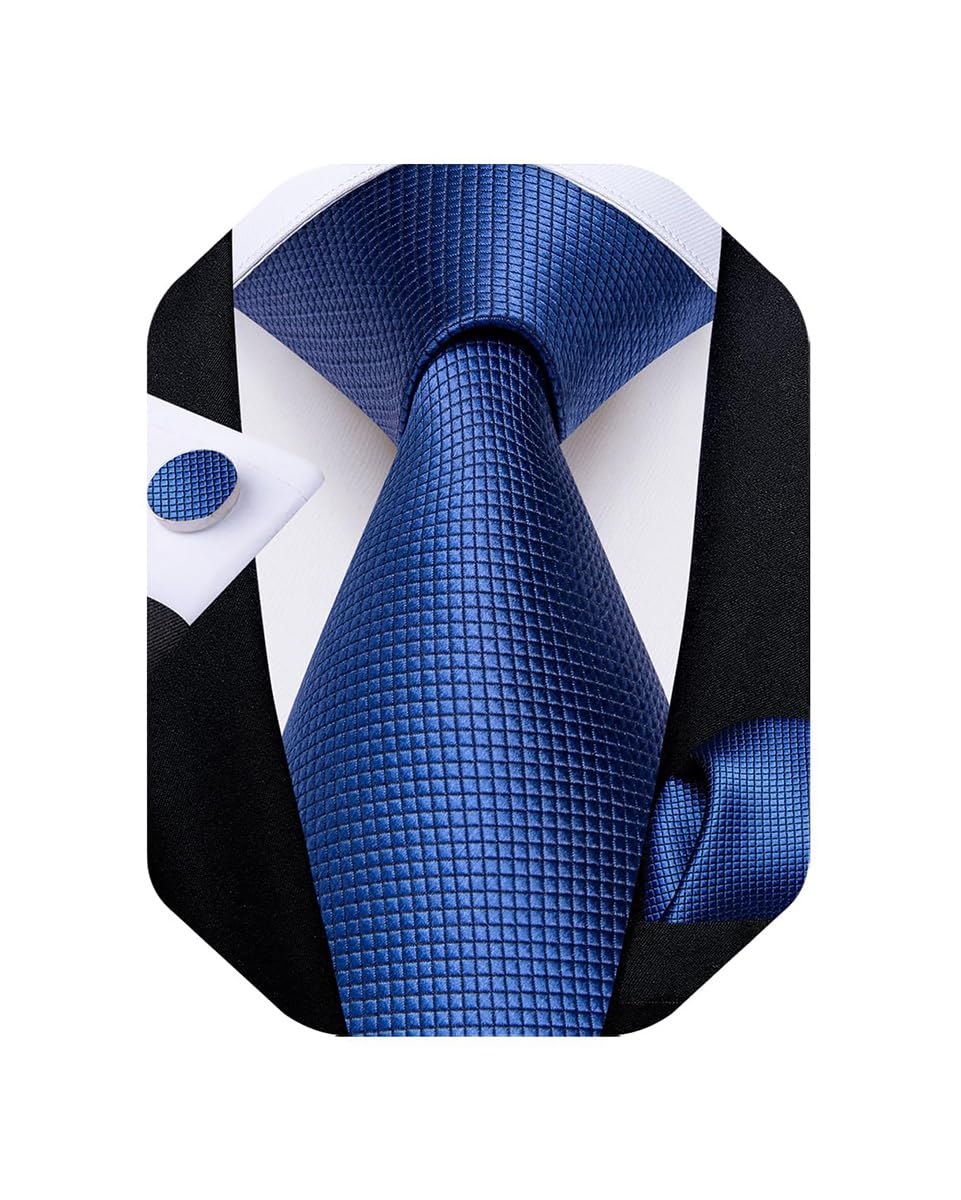 dibangu Paisley Tie and Pocket Square Men's Woven Necktie Silk Handkerchief and Cufflink Set-picture-34