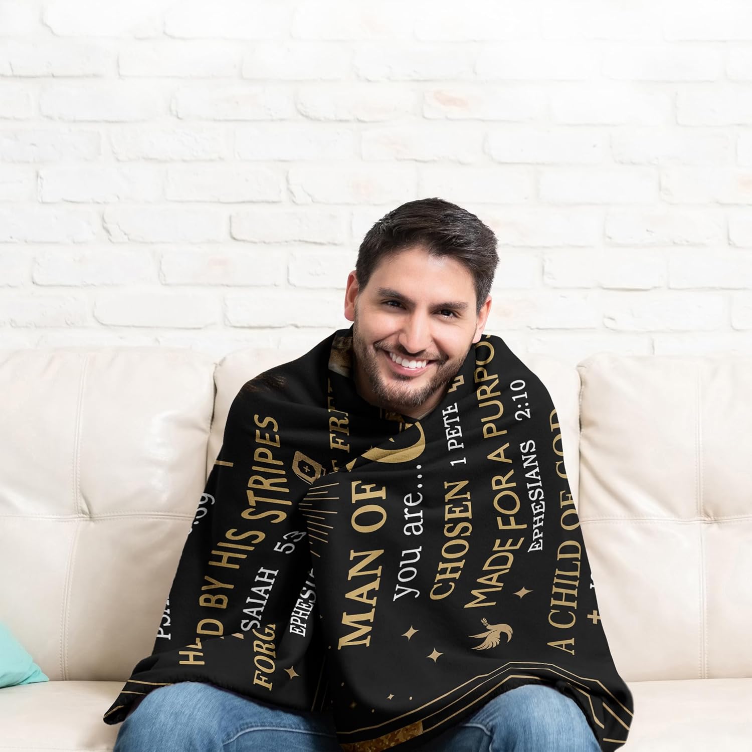 Christian Gifts for Men, Christian Blanket 60"X50", Catholic Gifts, Religious Gifts for Men, Man of God Gift, Baptism Gift, Bible Inspirational Spiritual Gifts for Dad Son Husband - Image 6