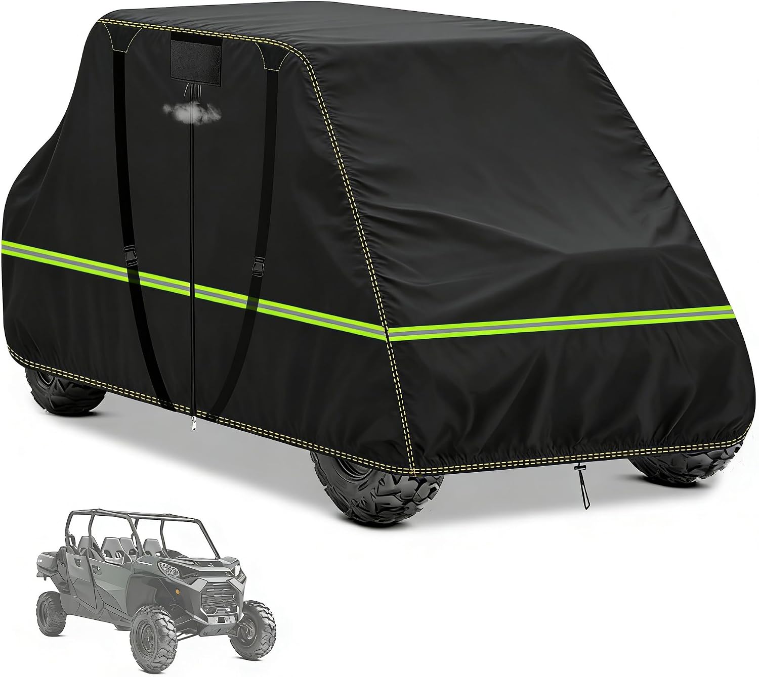 Waterproof 4-Seater Heavy Duty UTV Cover - 600D Side by Side Protection, Compatible with Polaris Ranger Crew XP 1000/900/570/800, General, RZR, Defender, Talon, Teryx, Mule - 157" x 65" x 77"