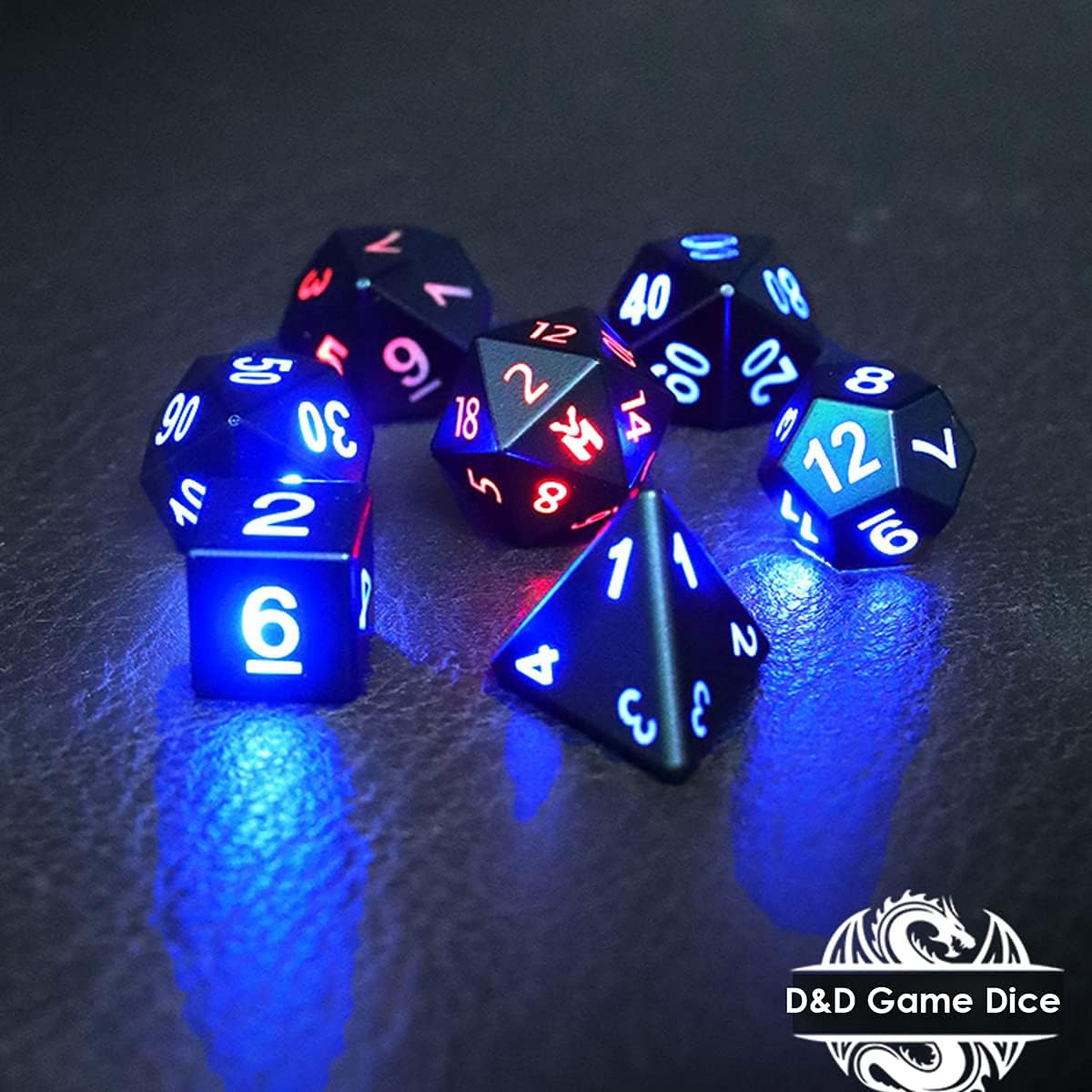 7 Pcs Light Up DND Dice, Dice Set Shake to Light Up Polyhedral Gaming