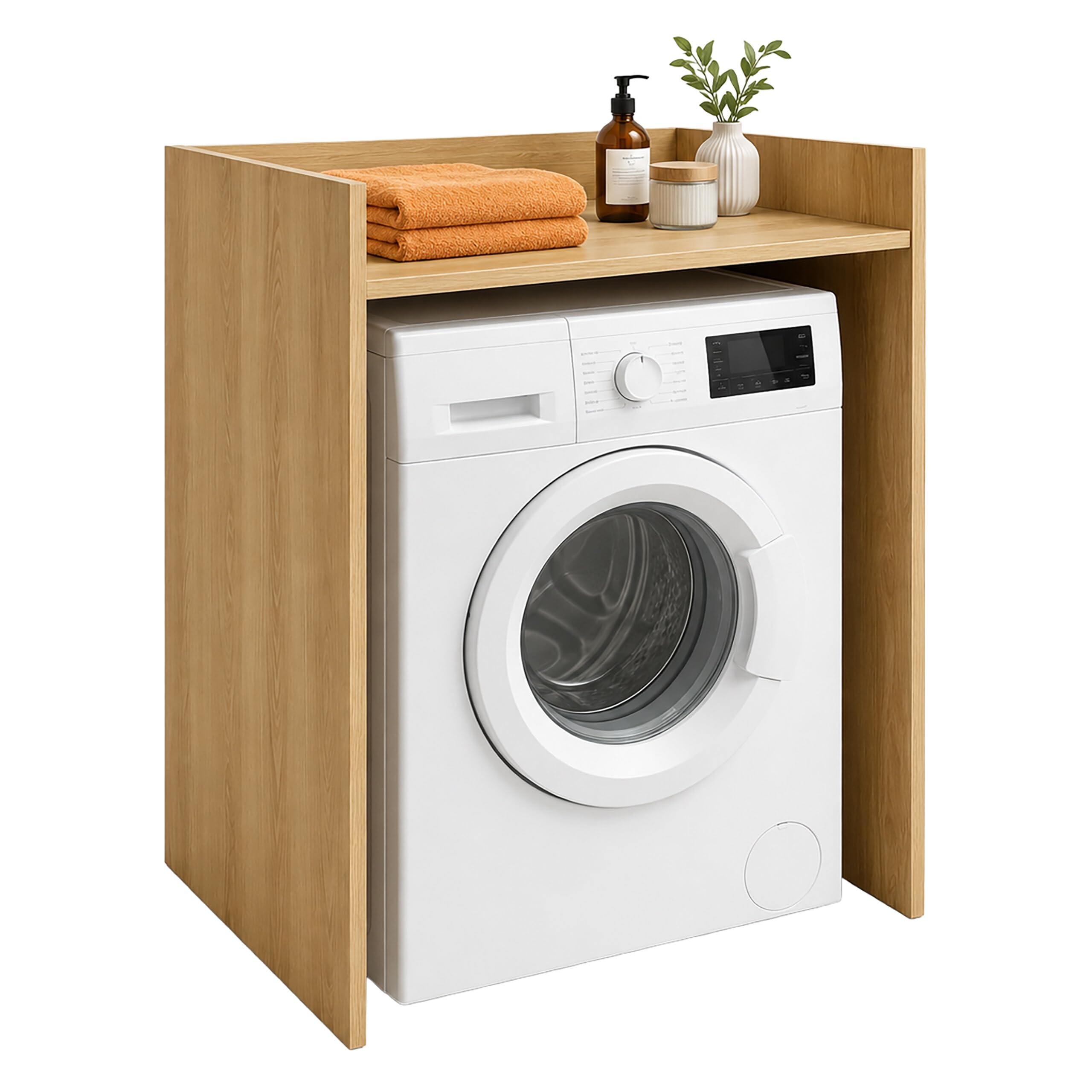 Relaxdays Armario para Lavadora, marrón Claro | Estantería para poner encima de la lavadora y la secadora, (Al x An x Fon): 97 x 66 x 61 cm, armario superpuesto