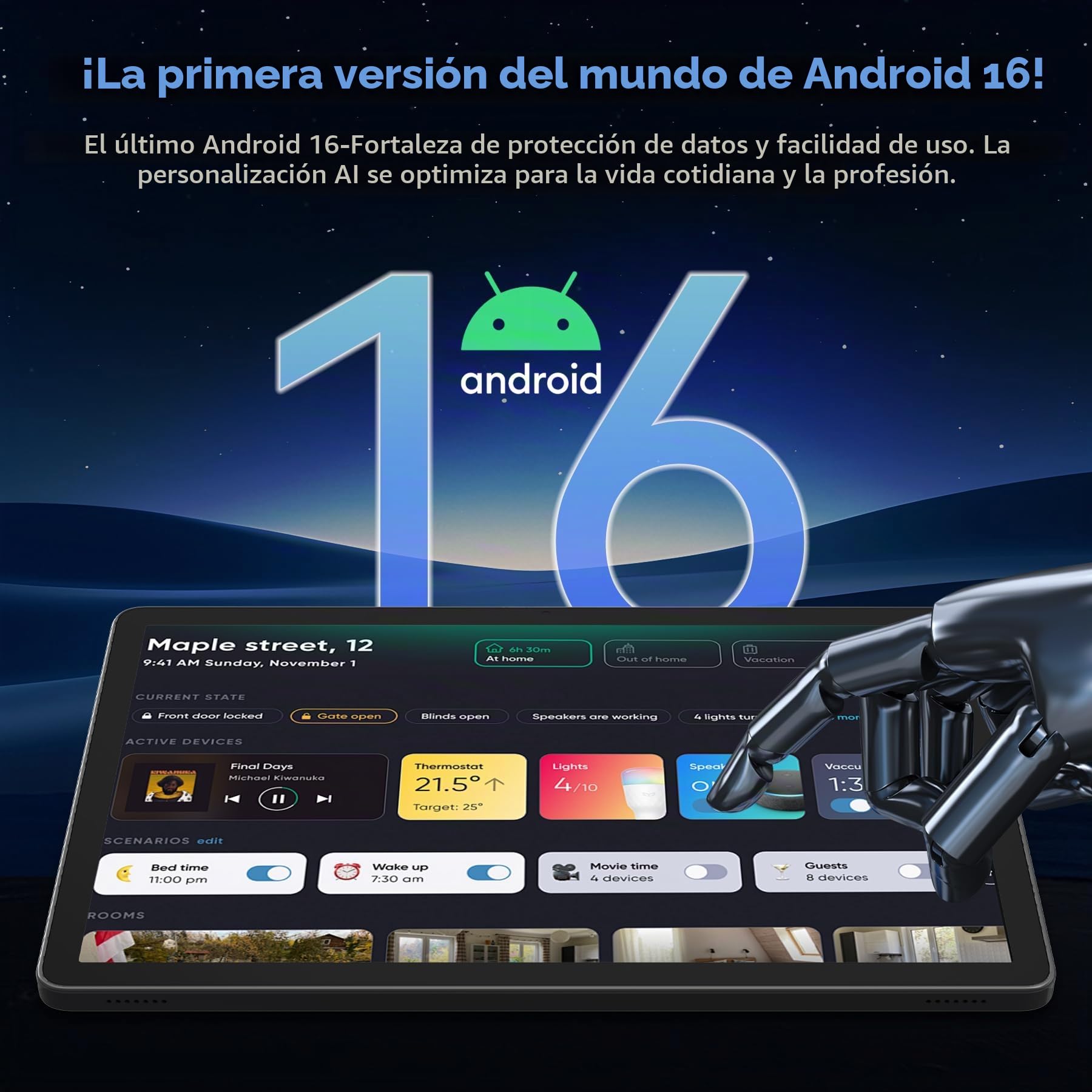 TABWEE T90 Tablet 11 Pulgadas Android 16 - Gemini Ai, 8000mAh, 24GB RAM+128GB ROM/2TB TF, Octa-Core T615, 2GHz Tableta, Widevine L1/5G WiFi/5MP+13MP/ Facial ID/GPS/BT5.0/ Tablet con Teclado y Ratón | Unisoc T615, 8000mAh, 13MP+5MP, Gemini AI, Widevine L1,