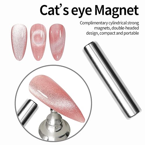 Miniatura 4 de MAYCHAO Esmalte de uñas en gel de ojo de gato de 0.5 onzas líquidas, 1 esmalte de gel rosa gelatina con imán, esmalte de uñas magnético holográfico
