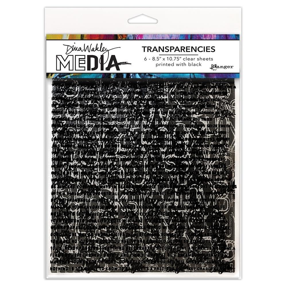 Dina Wakley Media Transparencies 6pcs - Typography Set 1