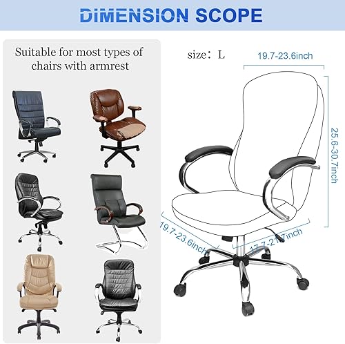 Miniatura 4 de Tatuo 3 fundas para silla de oficina y computadora, protector universal para sillas giratorias, extraíbles y lavables, fundas para reposabrazos de