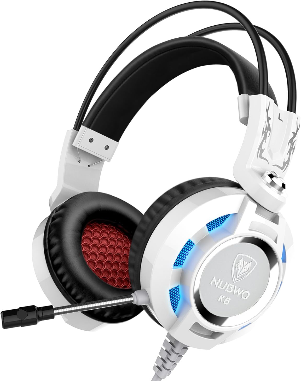 NUBWO Gaming Headphone with Microphone for Pc, Mac, Ps4, Xboxone, Table, Phone (White)