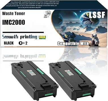 IMC2000 Waste Toner Container Compatible with Ricoh 418425 D0BQ-6400 IM C3010 IM C3500 IM C3510 Printers, Replacement Parts Contains Chip and Clear Printing 2-Pack Black