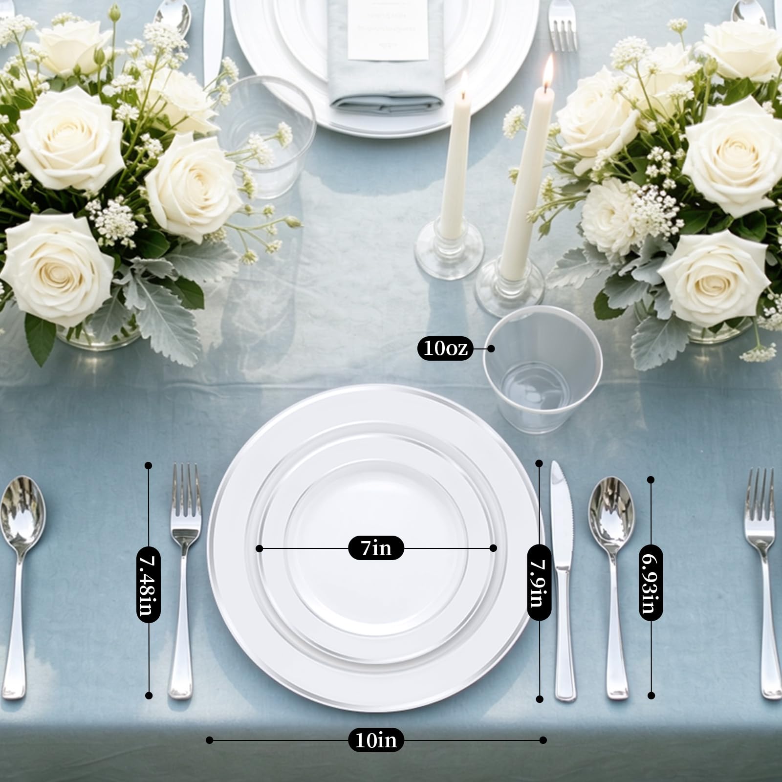 WELLIFE Silver Disposable Dinnerware Set - 600 Piece -4