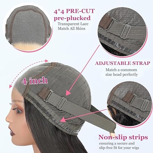 Miniatura 10 de Peluca con cierre de encaje 4 x 4, pelucas de cabello humano ondulado con encaje frontal para mujeres negras, peluca de cabello humano 100% Remy,