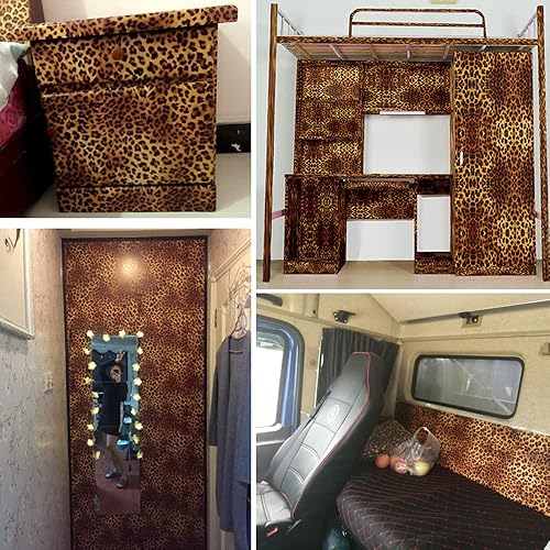 Miniatura 9 de Rollo de papel tapiz de 32.8 pies con estampado de leopardo, vinilo para despegar y pegar, papel de renovación de muebles, papel extraíble para