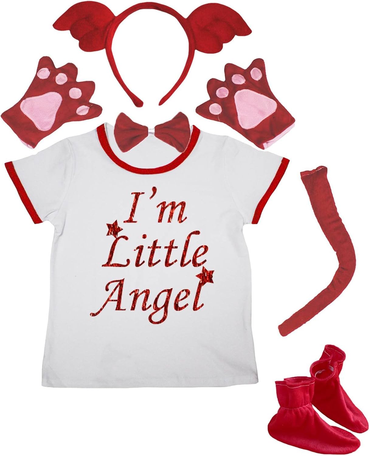 Petitebella Kids Cat Costume Set - 4-Piece (Headband, Bow Tie, Tail, Gloves) - Ages 1-5