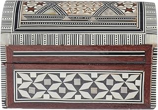 صندوق مجوهرات خشبي على شكل صدف البحر من جازيل، صندوق تذكاري كبير 25 سم متعدد الالوان مع ترصيع صدف طبيعي معقد، حل تخزين فني وواسع للمقتنيات الثمينة الشخصية