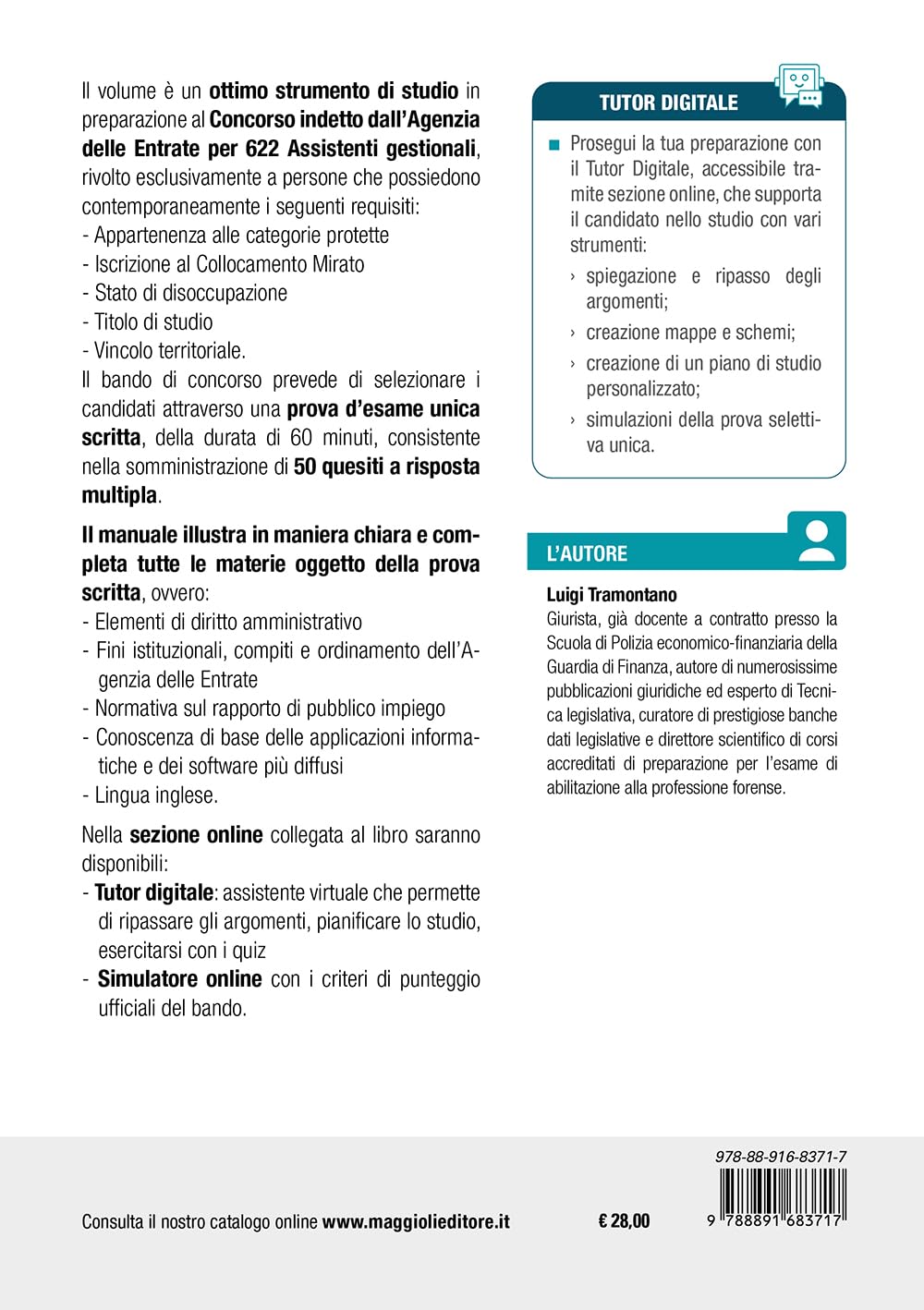 Concorso Agenzia delle entrate 622 Assistenti gestionali Categorie protette - Prova selettiva unica scritta. Teoria e Test per la preparazione al concorso