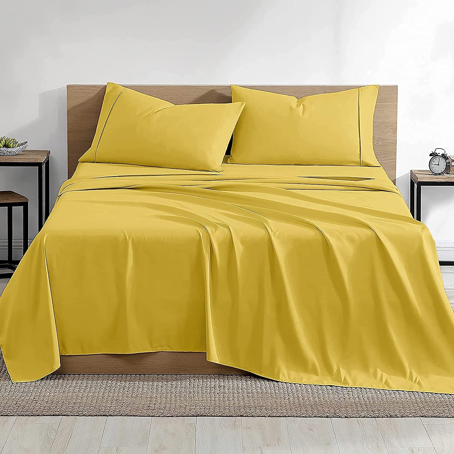 Flat Bedsheets Super King Size Egyptian Cotton - 400 Thread Count Long Staple Sateen Weave Flat Sheet with 2 Pillowcover - White