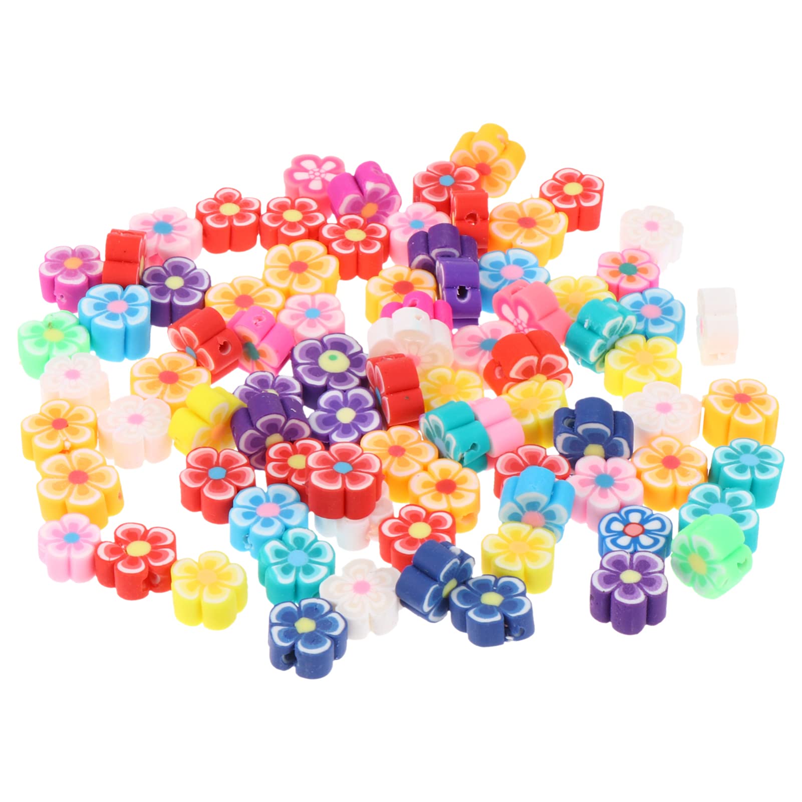 ULTNICE 80pcs Polymer Clay Charms Flower Shaped Flatback Buttons Polymer Slices Beads for DIY Scrapbooking Jewelry Making Hair Accessories
