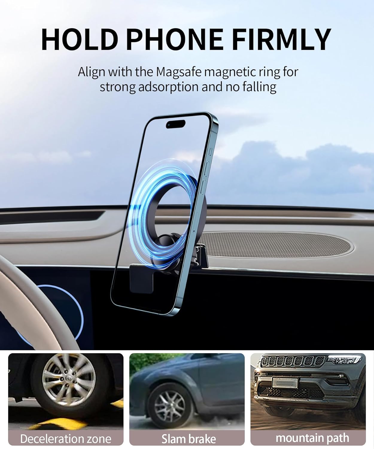 Car Phone Holder for 2025 Hyundai Ioniq 9 Accessories 12.3-Inch Screen Fixed Clip, 360° Rotation Phone Mount Compatible with MagSafe, Cell Phone Holder Does Not Affect Air Vent