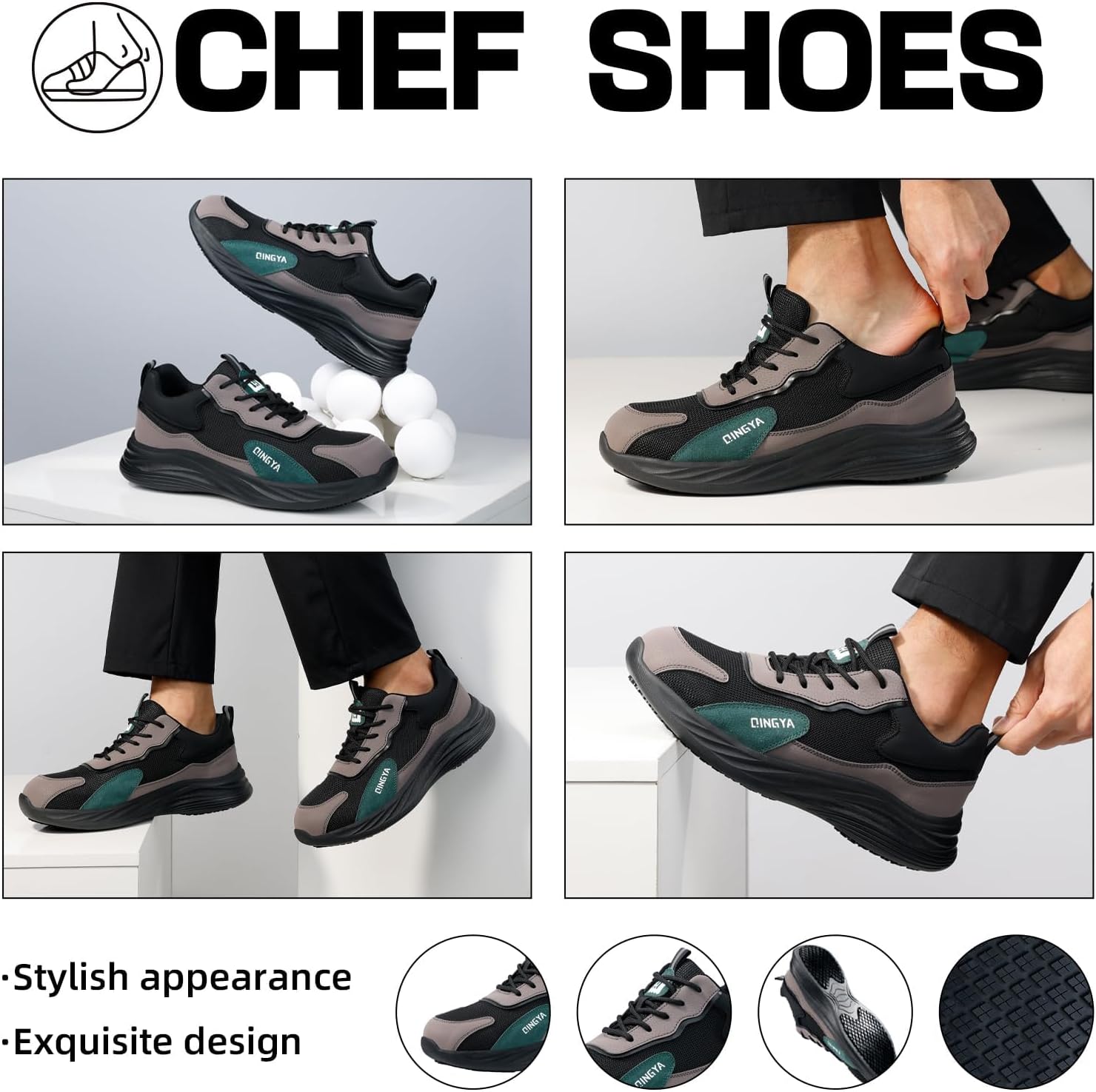 LANGTAN Slip Resistant Chef Shoes - Non-Slip Kitchen Work Shoes for Men & Women - Breathable Air Mesh, Lightweight & Supportive for Long Standing - Durable Restaurant Sneakers - Image 6
